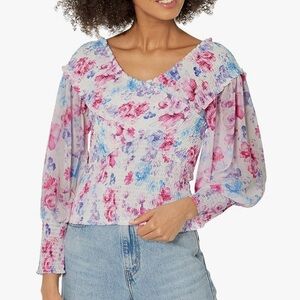 NWT BB Dakota Steve Madden High Floral Standards Top S Smocked Fairy Romantic